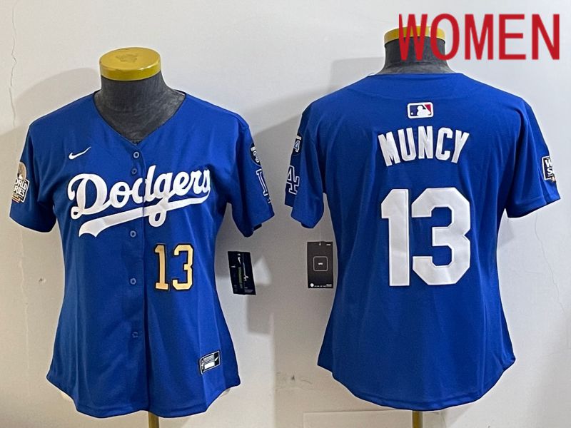 Women Los Angeles Dodgers 13 Muncy Blue Game 2024 Nike MLB Jersey style 11219